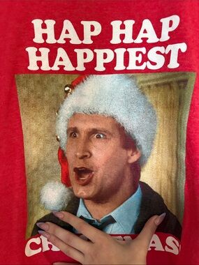 National lampoon Red Holiday Graphic Tee with Festive Character